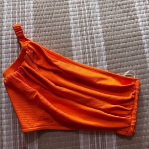 Vibrant Orange Women's One-Shoulder Top